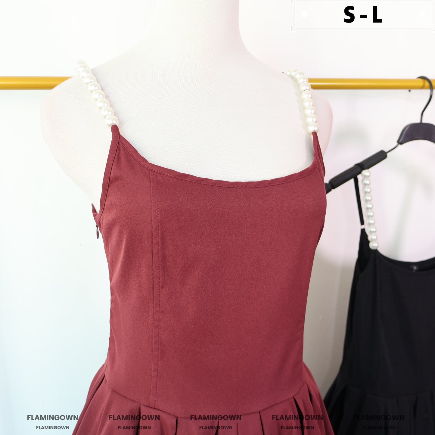 Faux-Pearl-Strap Asymmetrical Dress