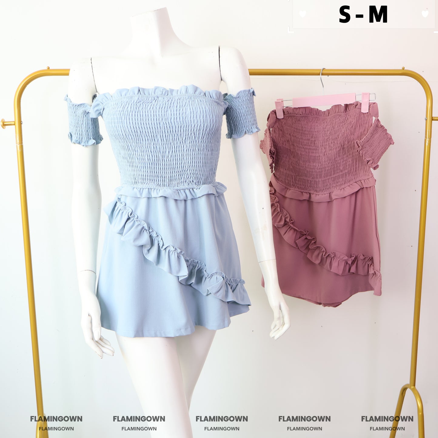 Off-Shoulder Shirred Romper
