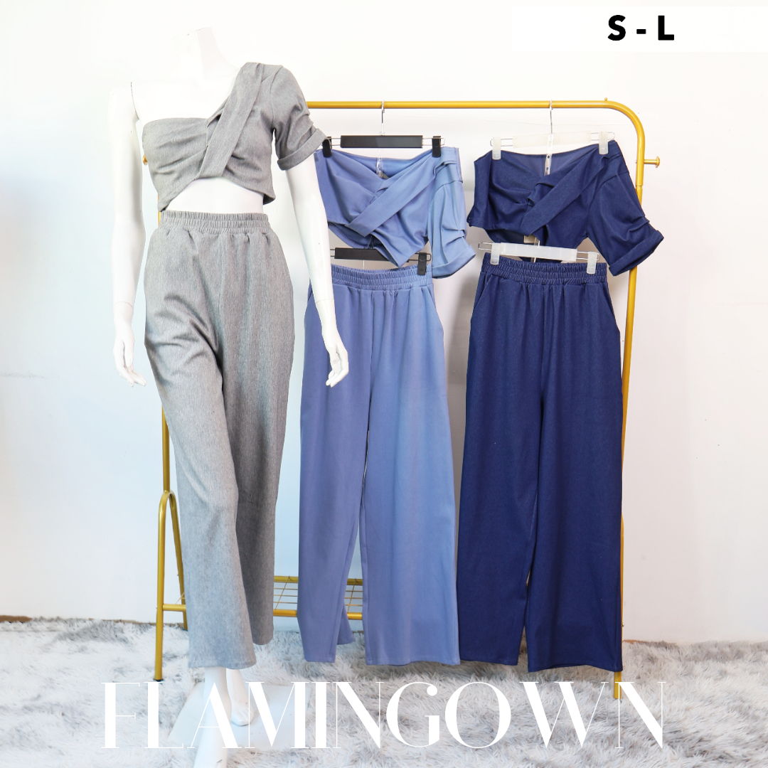 One-Shoulder Cropped Top & Long Pants