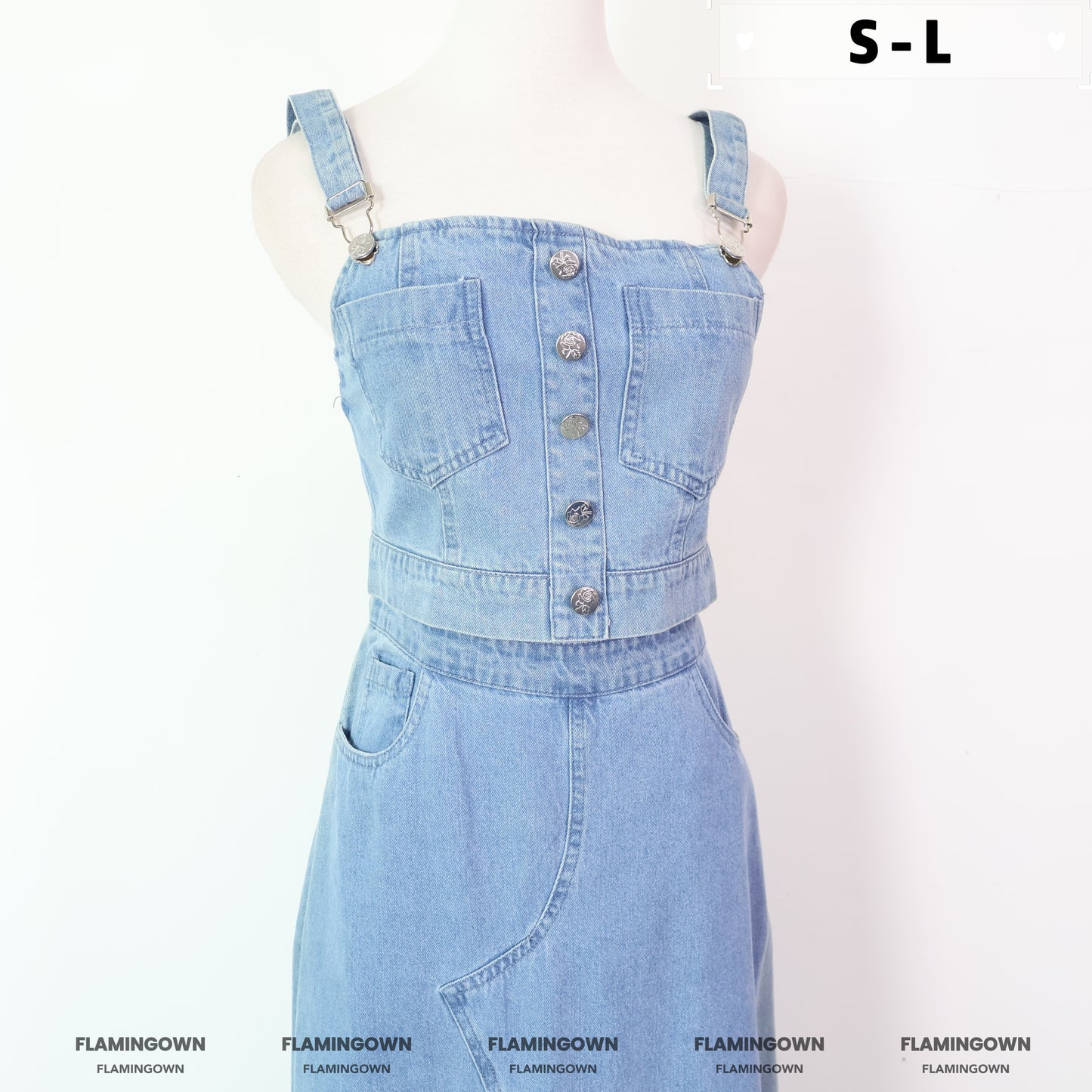 Set: Denim Top & A-Line Skirt