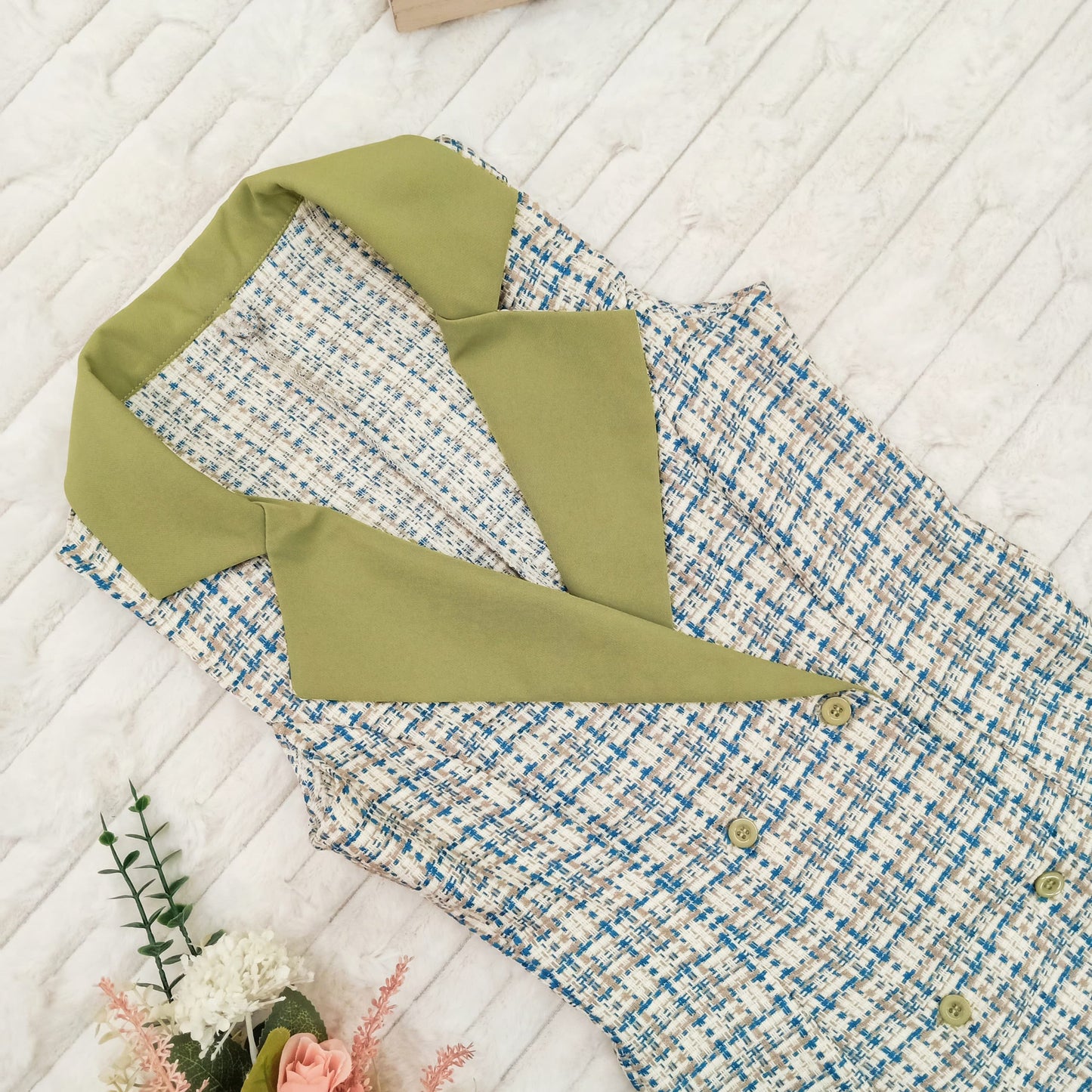Sleeveless Collared Tweed Top and Short