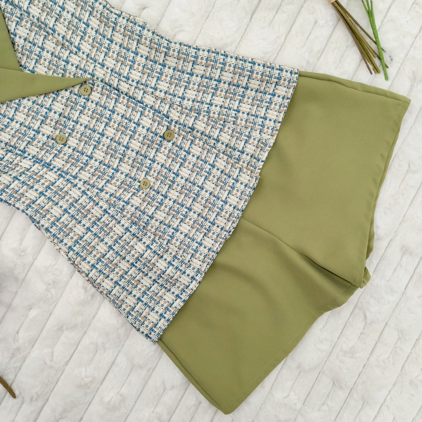 Sleeveless Collared Tweed Top and Short