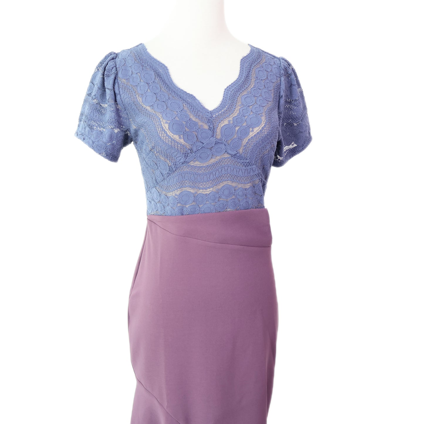 Mock Two-Piece Lace with Slits Midi Dress