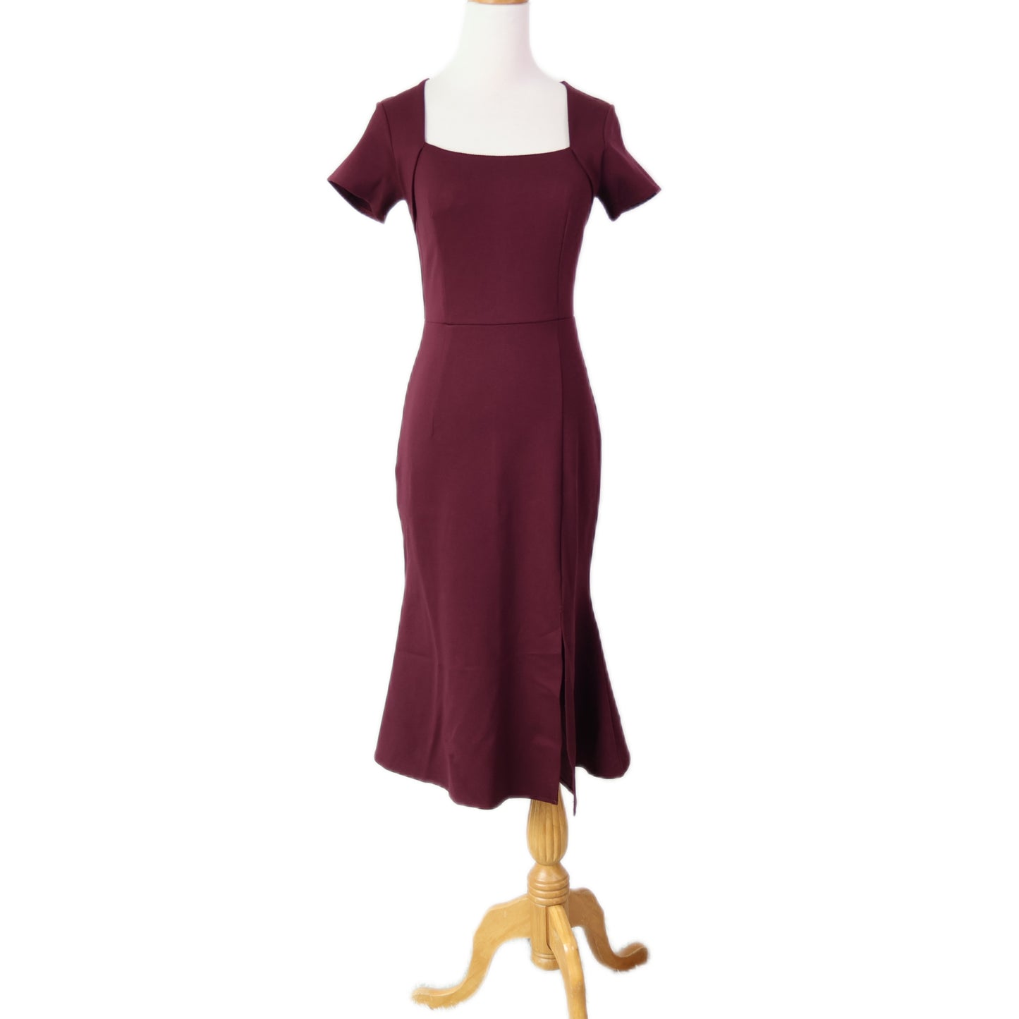 Square-Neck with Slit Mermaid Midi Dress