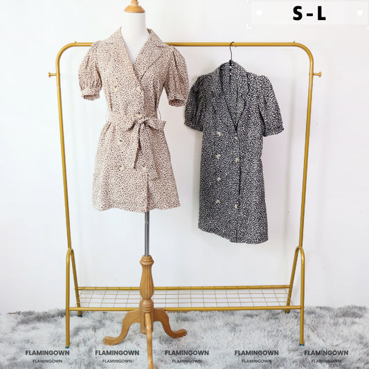 Double Breasted Leopard-Print Dress with Pockets