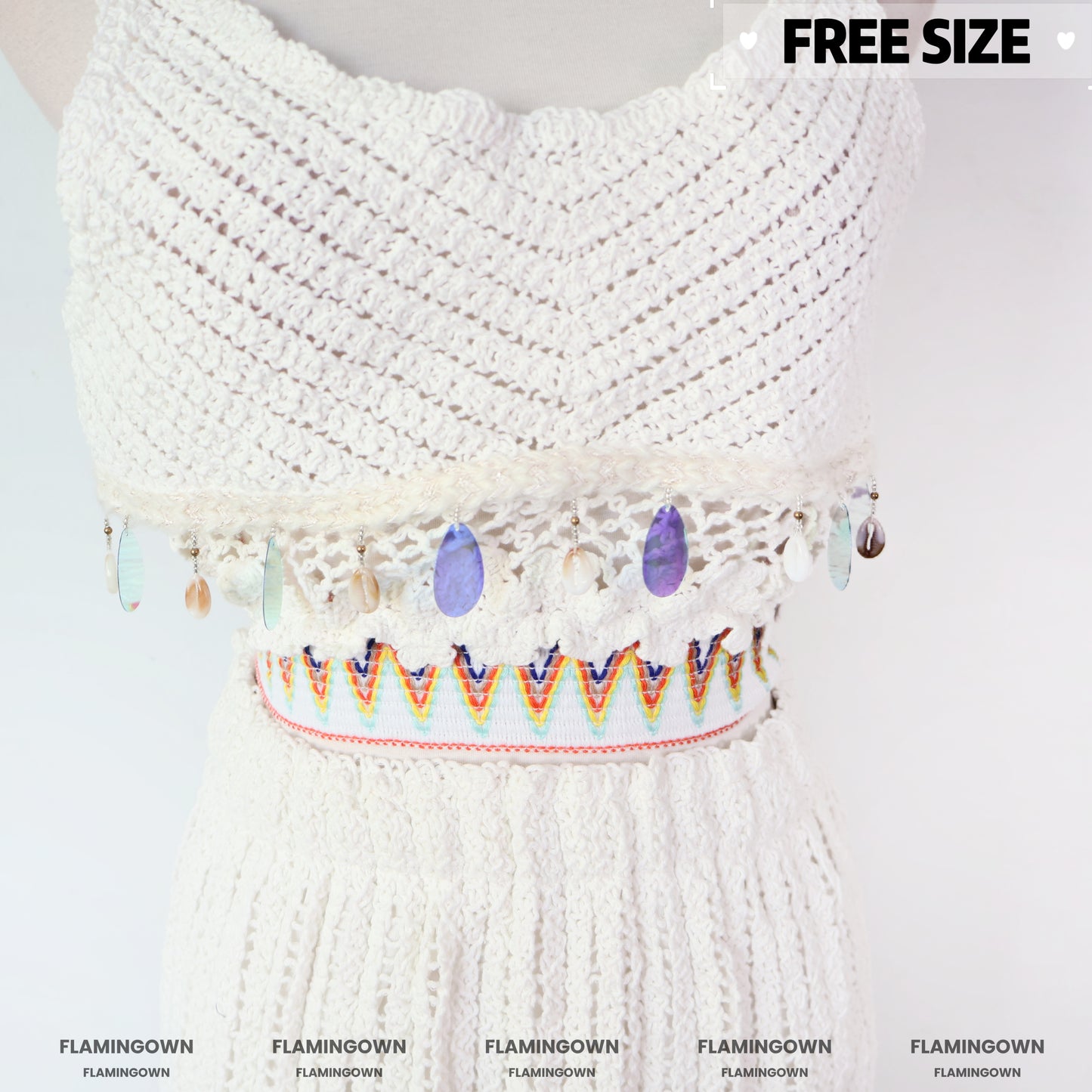 Set: Crochet Cropped Top & Mini Skirt