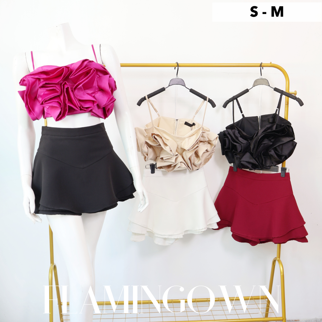 Set: Adjustable-Strap Cropped Top & Mini Skort