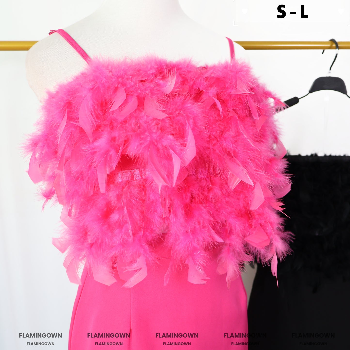 Set: Adjustable-Strap Feather-Trim Top & Assymetrical Skirt