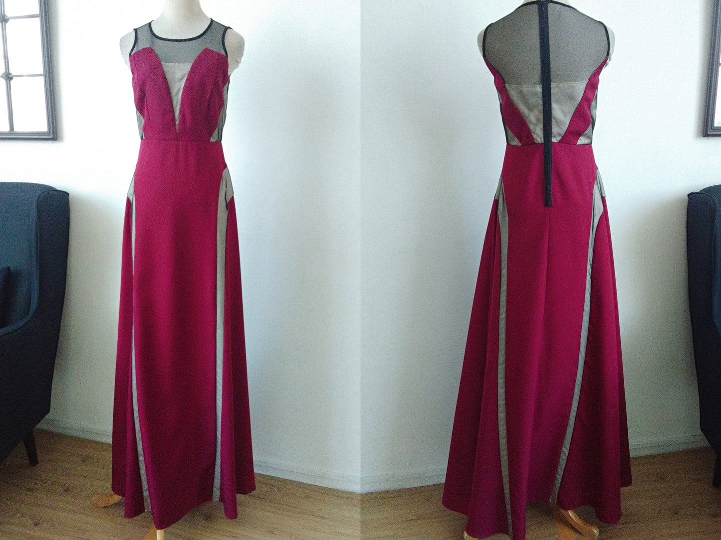 Sleeveless Mesh Gown