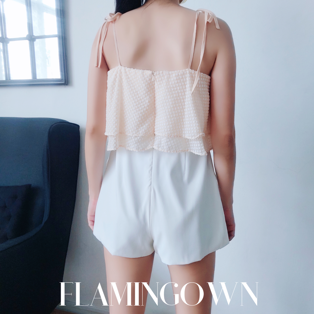 Swiss-Dot Romper with Pockets