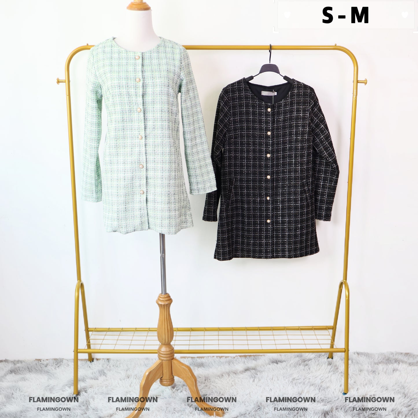Tattersall Tweed Buttoned Dress