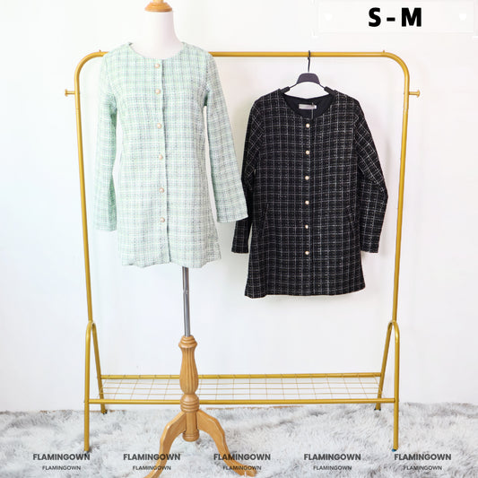 Tattersall Tweed Buttoned Dress