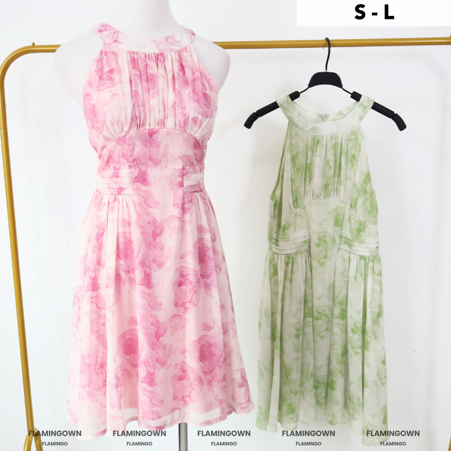 Halter-Neck Floral Mini Dress
