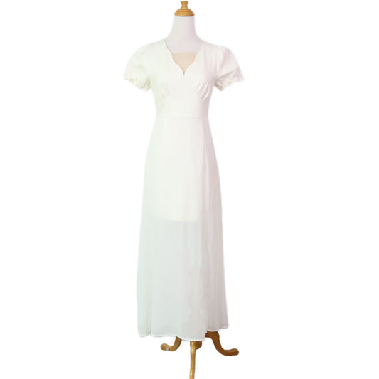 Scallop-Neck Overlay Dress