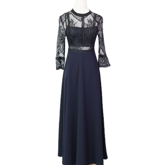 Floral Lace Trim Maxi Dress