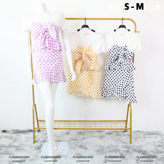 Set: Short-Sleeve Twisted Front Top & Ruched Skort