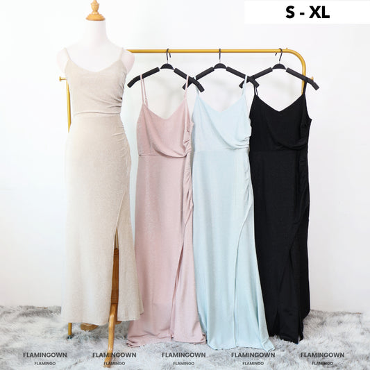 Adjustable-Strap Glitter Gown