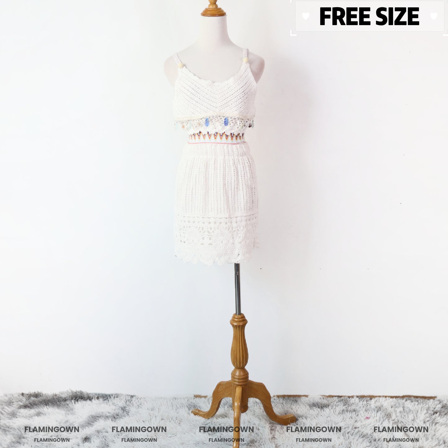 Set: Crochet Cropped Top & Mini Skirt