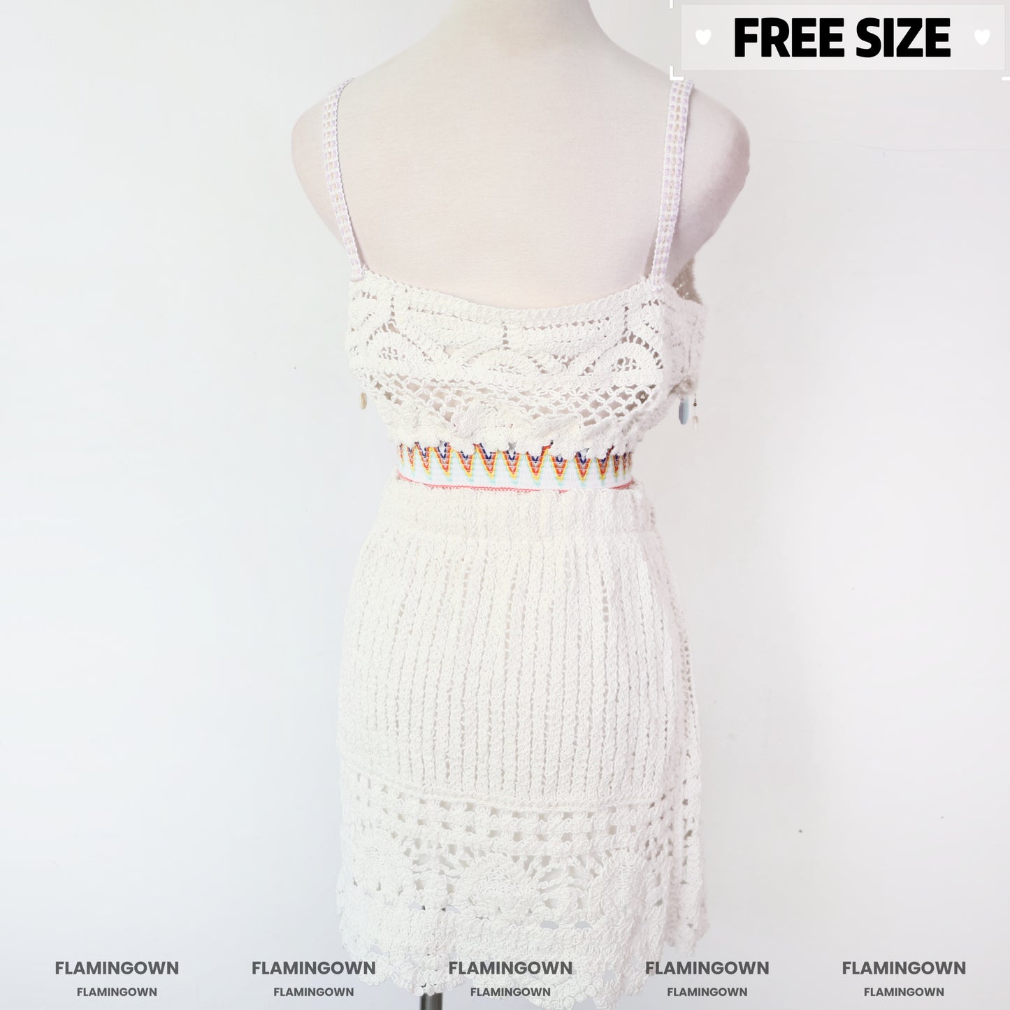 Set: Crochet Cropped Top & Mini Skirt