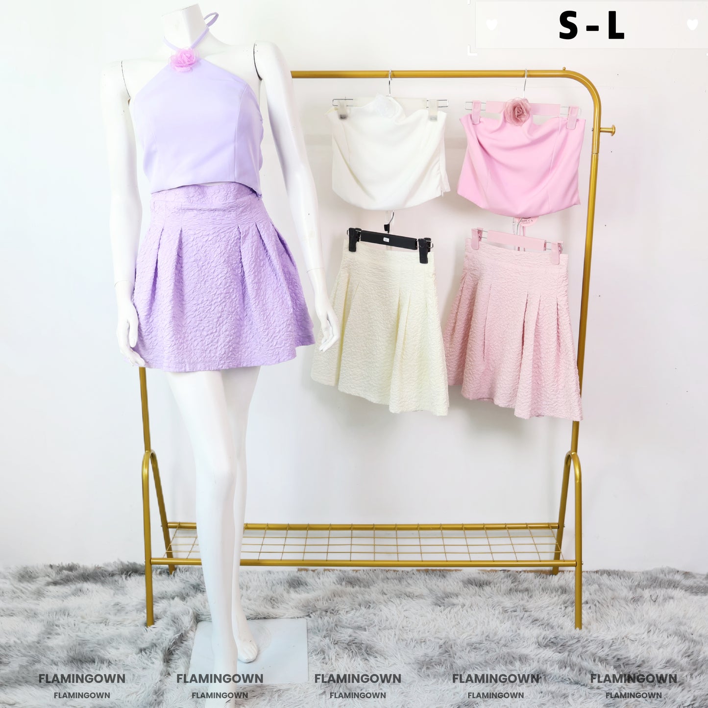 Set: Halter-Neck Tie-Back Top & Skort