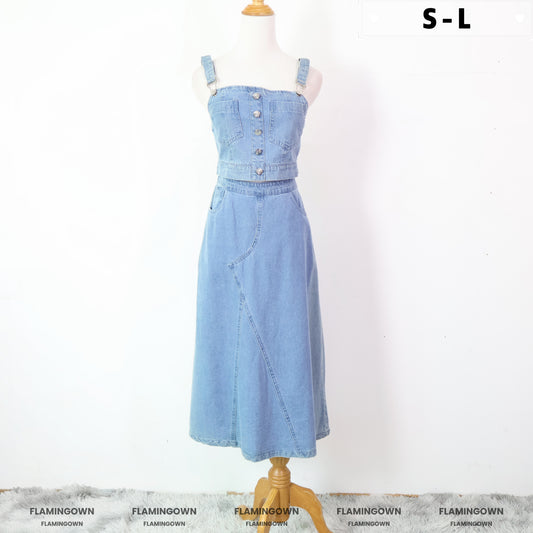 Set: Denim Top & A-Line Skirt