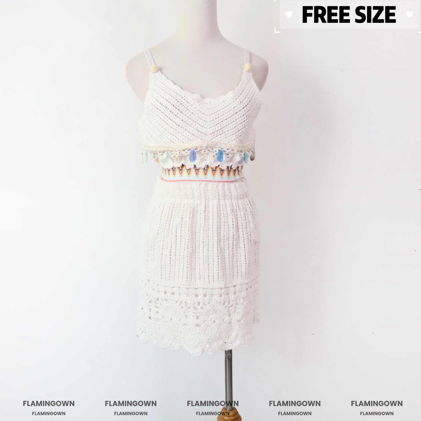 Set: Crochet Cropped Top & Mini Skirt