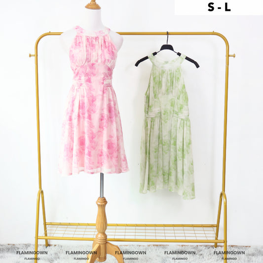 Halter-Neck Floral Mini Dress