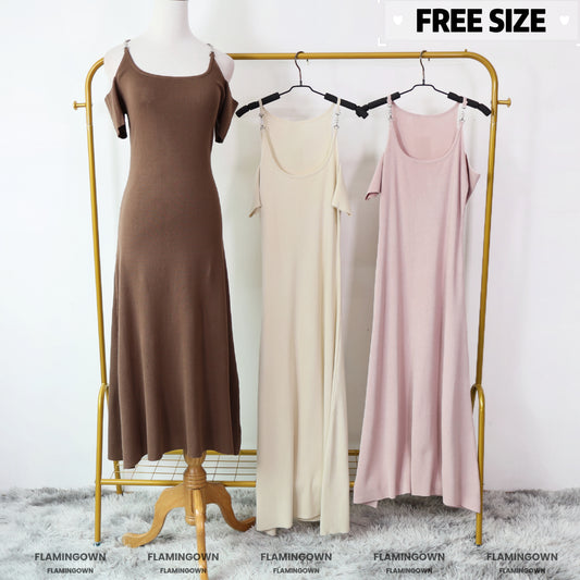 Cold-Shoulder Knitted Maxi Dress