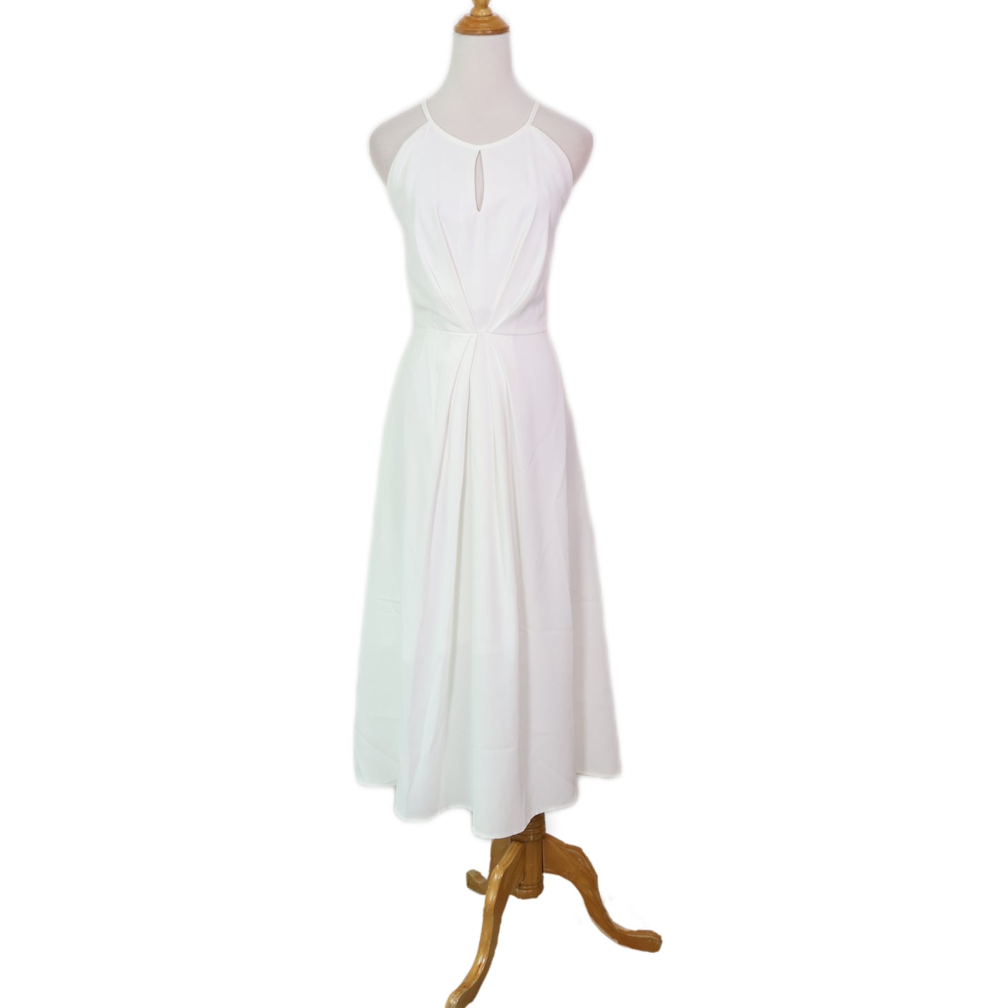 Halter Keyhole Neckline with Pockets Flare Midi Dress