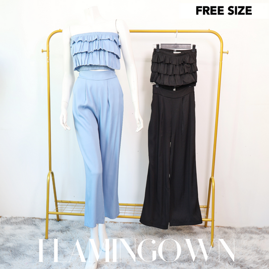 Set: Strapless Tiered Top & Pants