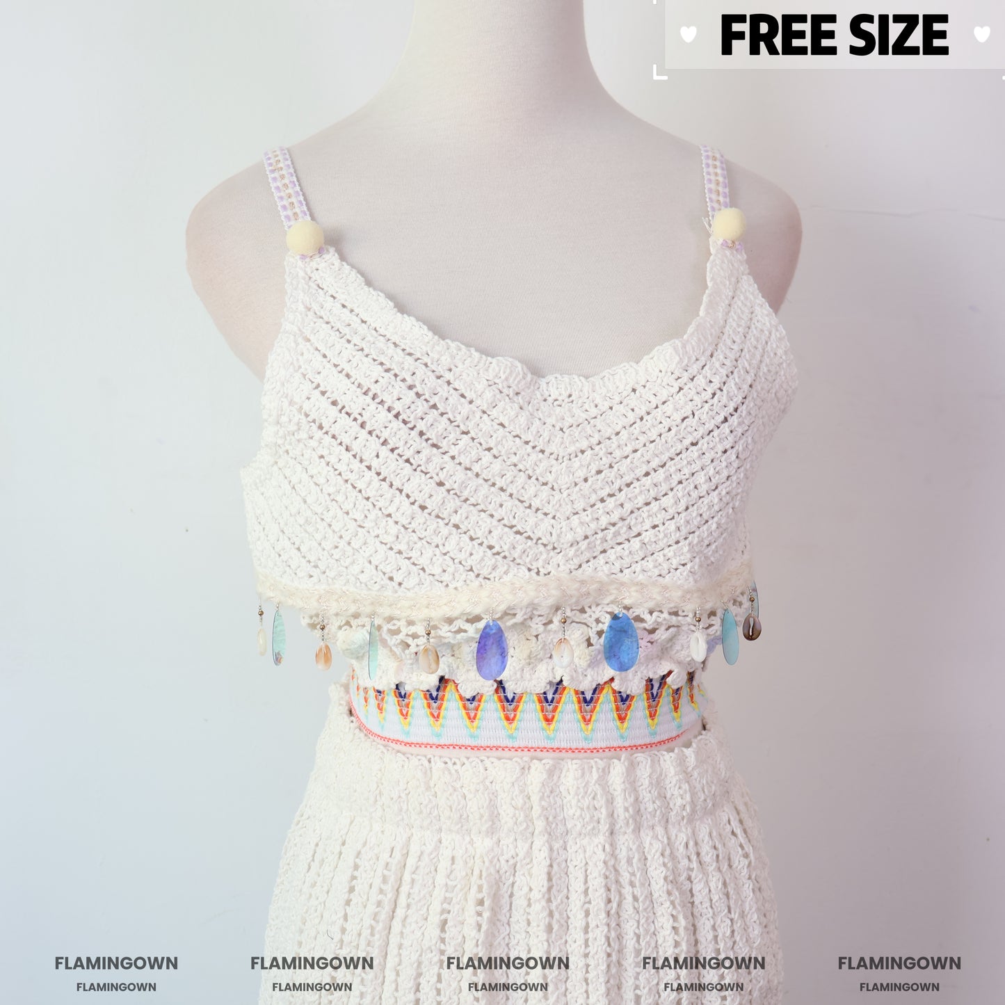 Set: Crochet Cropped Top & Mini Skirt