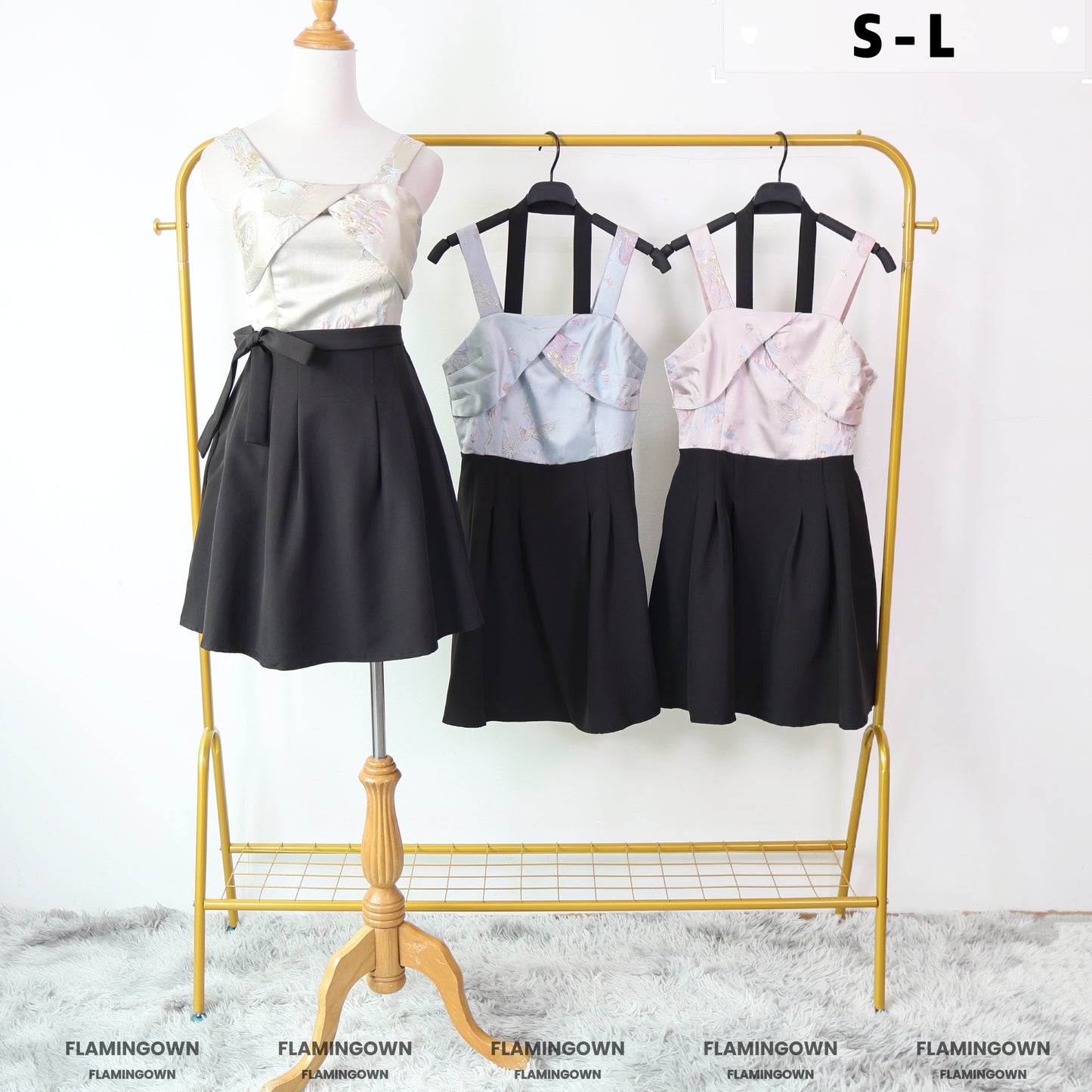 Brocade Belted Fit-and-Flare Dress with Pockets