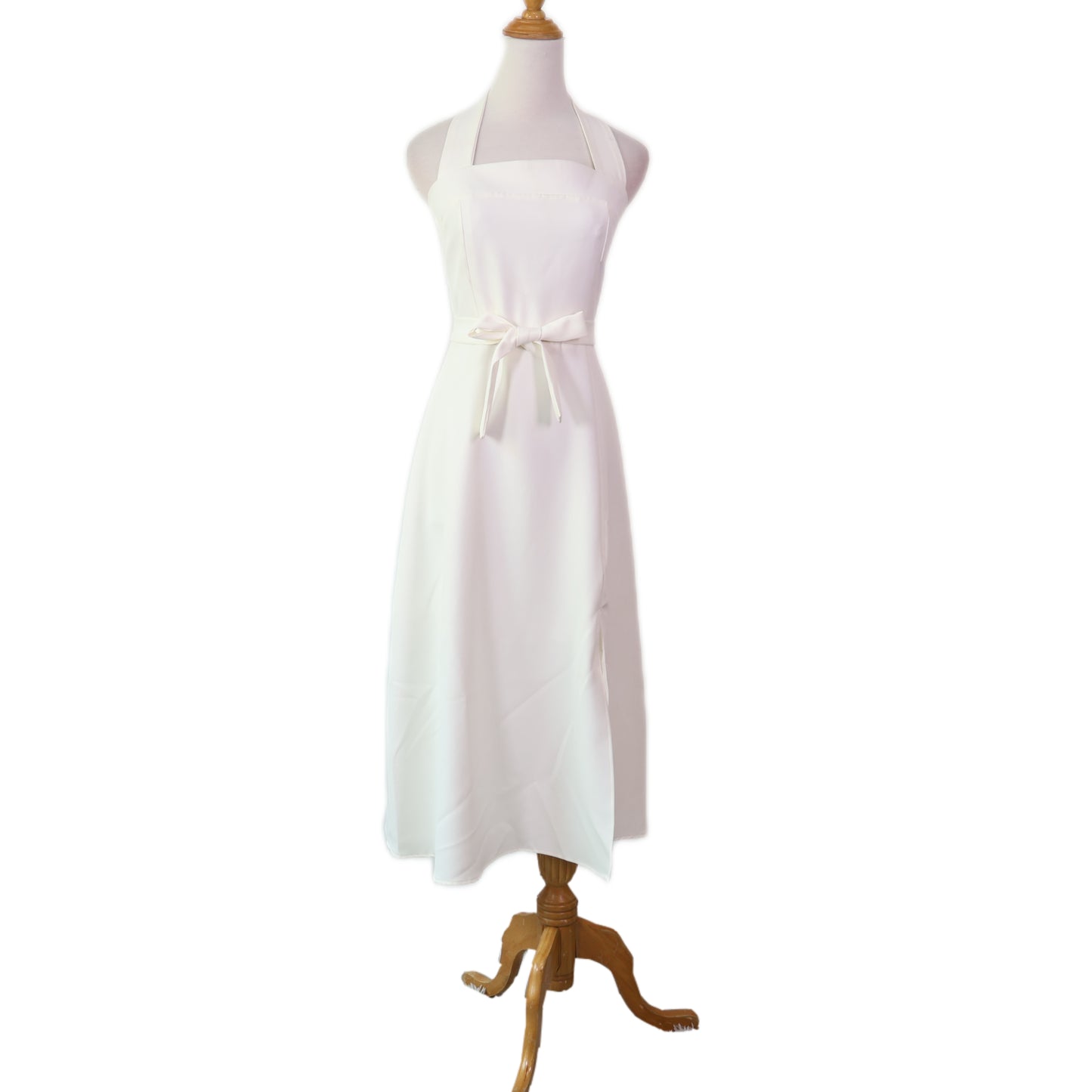 Sleeveless Halter Tie with Button Midi Dress