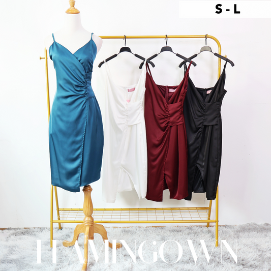Adjustable-Strap Satin Tulip Dress