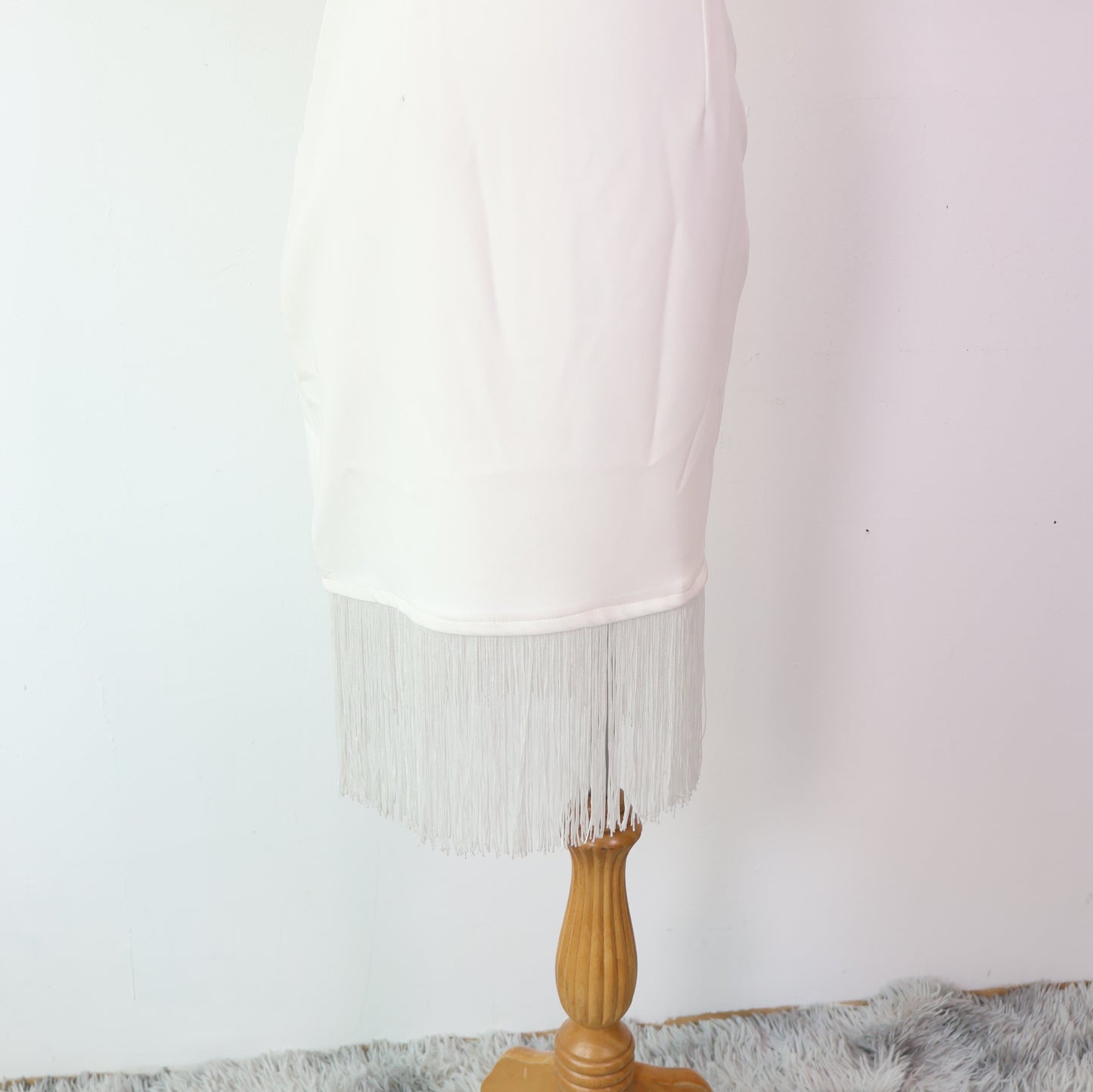 Spaghetti-Strap Sweetheart Neckline with Fringe Midi Dress