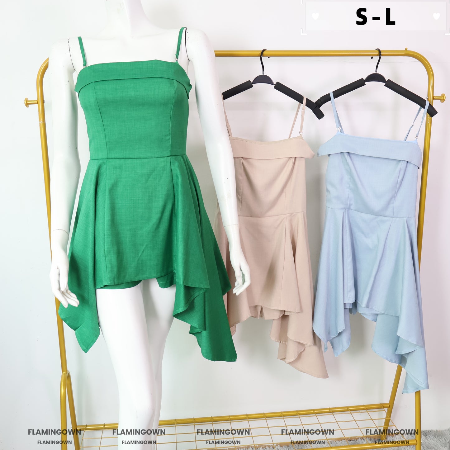 Adjustable-Strap Handkerchief Romper Dress