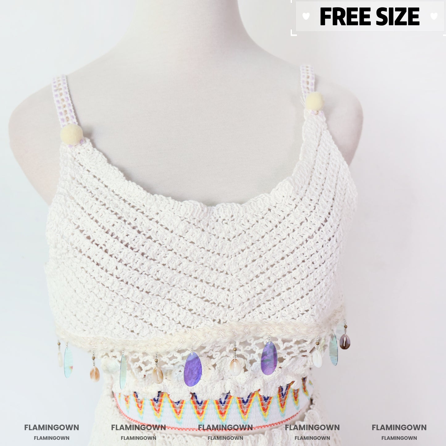 Set: Crochet Cropped Top & Mini Skirt