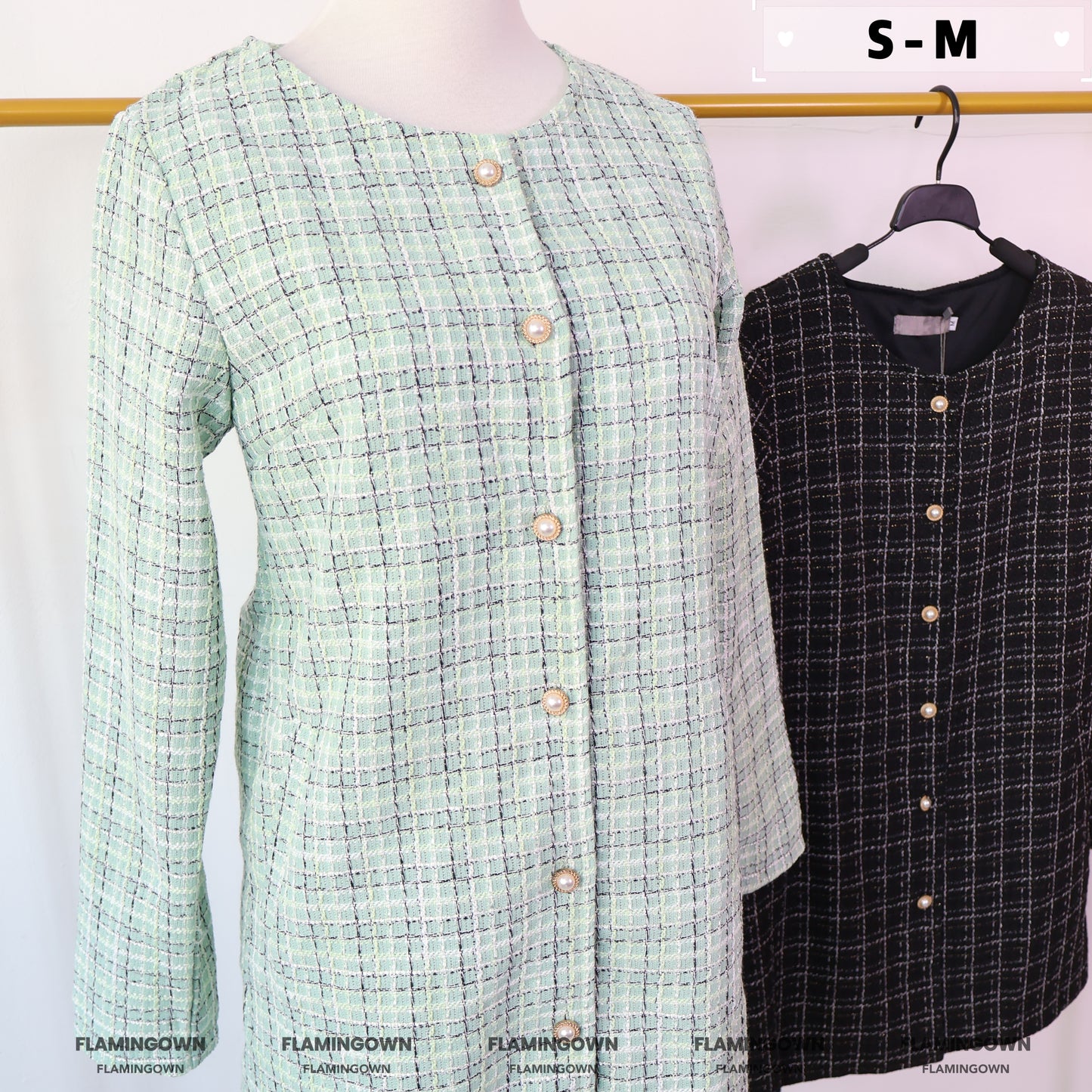 Tattersall Tweed Buttoned Dress