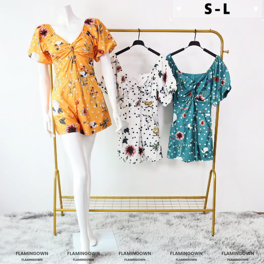 Twisted Front Floral-Print Romper